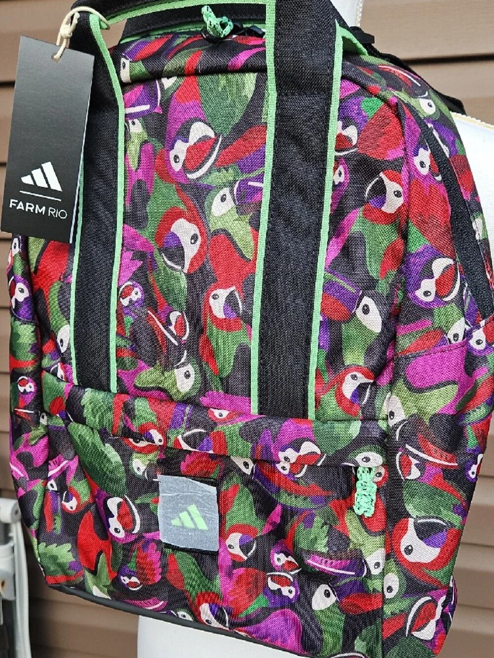 FARM Rio And ADIDAS Multicolor Parrot-Print Backpack with Green Trim